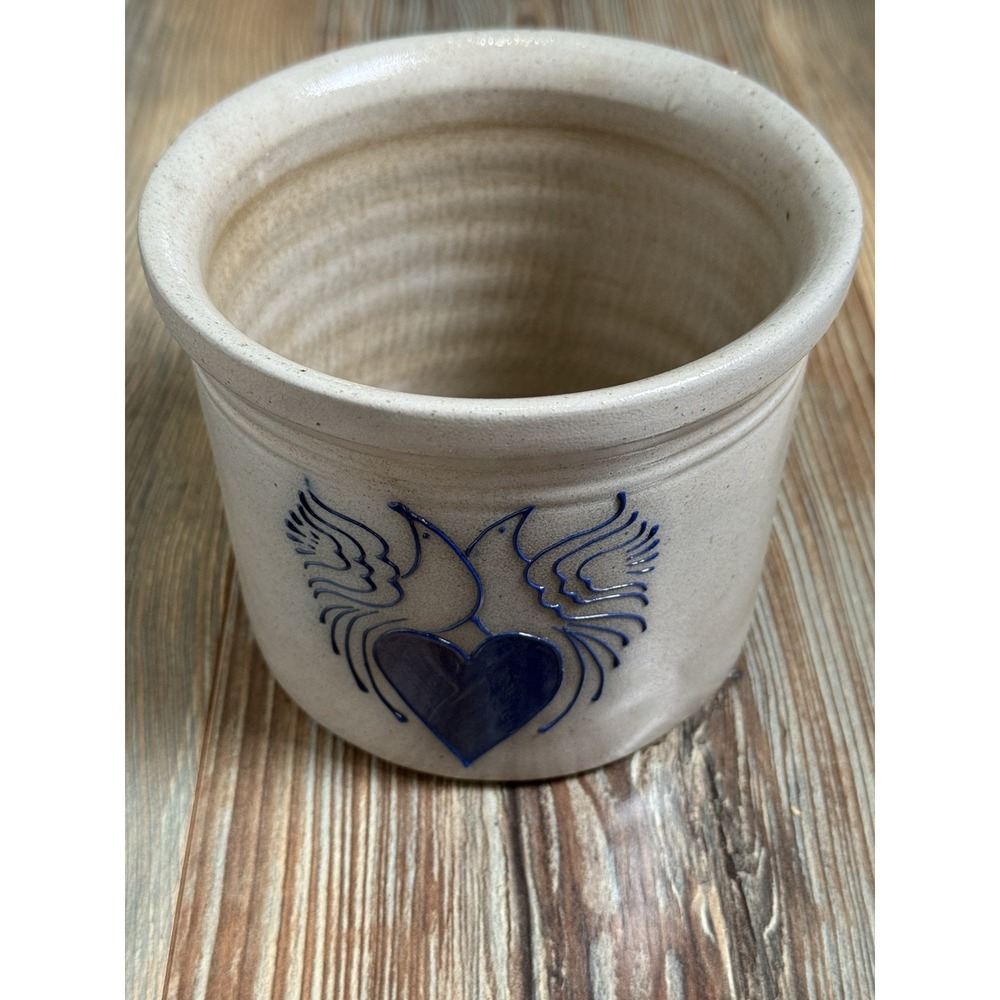 Eldreth Pottery Salt Glaze 1996 Pot with Heart 4.5x6 Signed